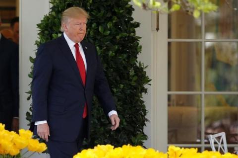 U.S. President Donald Trump arrives for the swearing in ceremony of Judge Neil Gorsuch as an Associate Supreme Court Justice in the Rose Garden of the White House in Washington, U.S., April 10, 2017. PHOTO BY REUTERS/Joshua Roberts