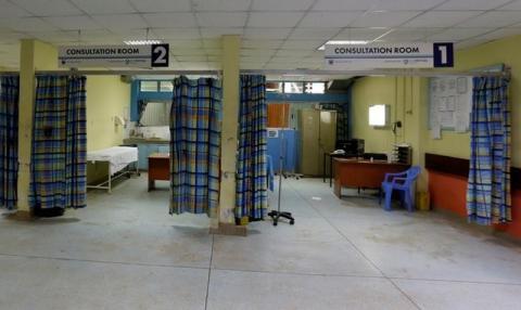 Curtains are folded at the deserted emergency section of the Kenyatta National Hospital during a doctors' strike to demand fulfilment of a 2013 agreement between doctors' union and the government that would raise the medical practitioners pay and improve working conditions in Nairobi, Kenya, January 19, 2017. PHOTO BY REUTERS/Thomas Mukoya