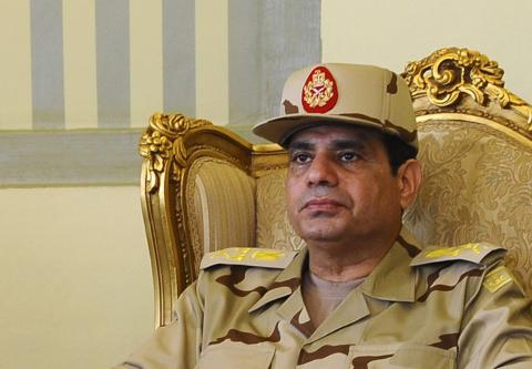 Egypt's Defense Minister Abdel Fattah al-Sisi is seen during a news conference in Cairo