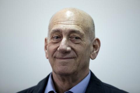 Former Israeli Prime Minister Ehud Olmert is seen in Jerusalem District Court, March 30, 2015. PHOTO BY REUTERS/Abir Sultan