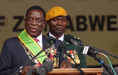 Emmerson Mnangagwa speaks after being sworn in as Zimbabwe's president in Harare, Zimbabwe, November 24, 2017. PHOTO BY REUTERS/Philimon Bulawayo