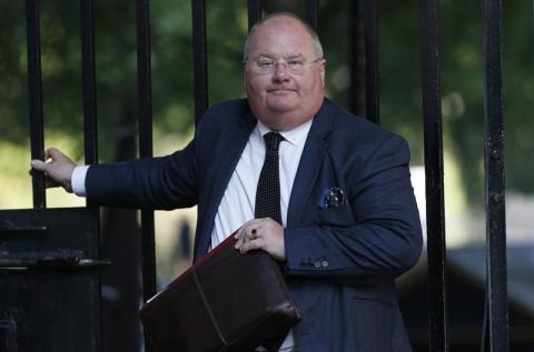 Britain's Communities Secretary Eric Pickles arrives for a cabinet meeting at Number 10 Downing Street in London, August 29, 2013. PHOTO BY REUTERS/Suzanne Plunkett