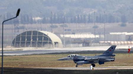 A Turkish Air Force F-16 fighter jet lands at Incirlik air base in Adana, Turkey, in this August 11, 2015 file photo. PHOTO BY REUTERS/Murad Sezer