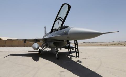U.S. F-16 fighter jet is seen during an official ceremony to receive four of these aircrafts from the U.S. at the tarmac a military base in Balad, Iraq, July 20, 2015. PHOTO BY REUTERS/Thaier Al-Sudani