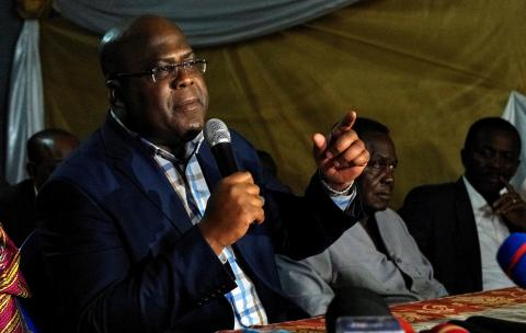 Congolese opposition politician Felix Tshisekedi addresses a news conference in Limete Municipality of Kinshasa, Democratic Republic of Congo, October 12, 2017. PHOTO BY REUTERS/Robert Carrubba