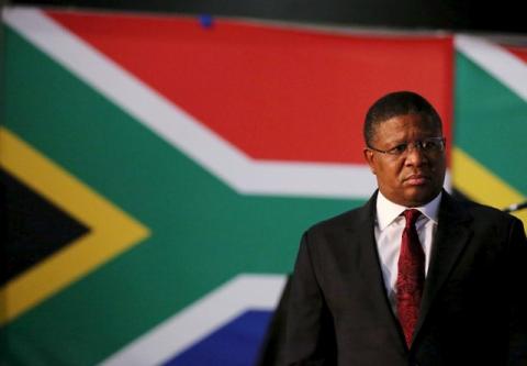 South Africa's Sports Minister Fikile Mbalula looks on during a media briefing in Johannesburg, May 28, 2015. PHOTO BY REUTERS/Siphiwe Sibeko