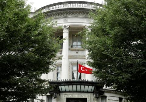 The Turkish flag flies over the the Turkish Ambassador's residence in Washington, U.S., June 15, 2017. PHOTO BY REUTERS/Joshua Roberts