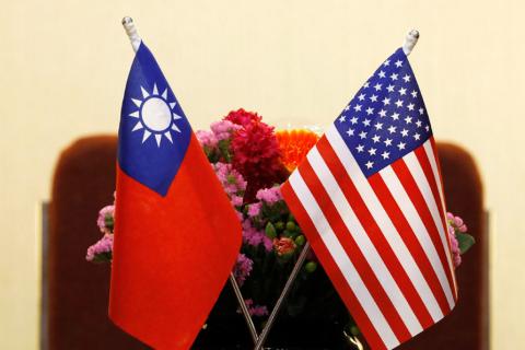 Flags of Taiwan and U.S. are placed for a meeting between U.S. House Foreign Affairs Committee Chairman Ed Royce speaks and with Su Chia-chyuan, President of the Legislative Yuan in Taipei, Taiwan, March 27, 2018. PHOTO BY REUTERS/Tyrone Siu