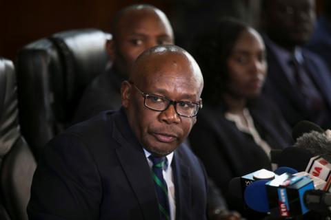 Kenya's Attorney General Githu Muigai speaks during a press conference in Nairobi, Kenya, September 22, 2017. PHOTO BY REUTERS/Baz Ratner
