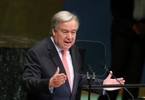 United Nations Secretary General Antonio Guterres delivers the opening address at the 73rd session of the United Nations General Assembly at U.N. headquarters in New York, U.S., September 25, 2018. PHOTO BY REUTERS/Shannon Stapleton
