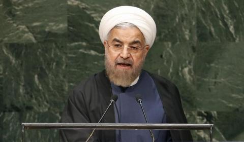 Iranian President Hassan Rouhani addresses the 69th United Nations General Assembly at the United Nations Headquarters in New York, September 25, 2014. PHOTO BY REUTERS/Mike Segar