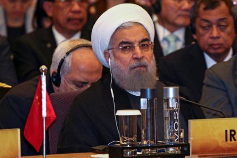 Iran's President Hassan Rouhani attends a meeting during the Asia Cooperation Dialogue (ACD) summit at the Foreign Ministry in Bangkok, Thailand, October 10, 2016. PHOTO BY REUTERS/Athit Perawongmetha
