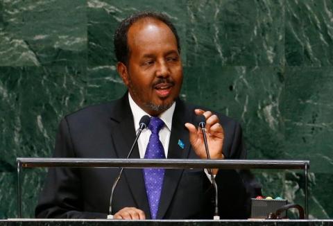 Hassan Sheikh Mohamud, President of Somalia, addresses the 69th United Nations General Assembly at the U.N. headquarters in New York, September 26, 2014. PHOTO BY REUTERS/Lucas Jackson