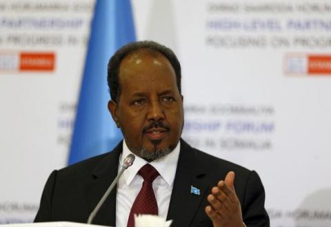 Somalia's President Hassan Sheikh Mohamoud speaks during a news conference after the High Level Partnership Forum in Istanbul, Turkey, February 23, 2016. PHOTO BY REUTERS/Osman Orsal