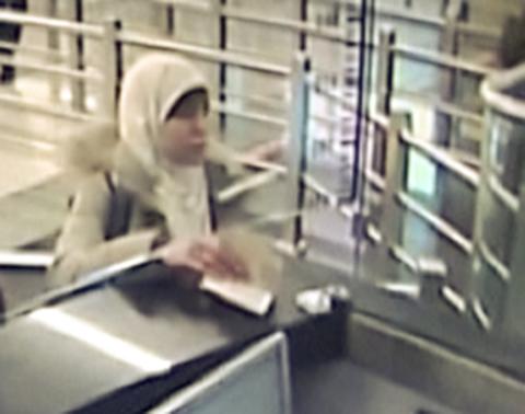 Hayat Boumeddiene, the suspected female accomplice of the Islamist militants behind the attacks in Paris, is seen upon her arrival to Turkey in this still image taken from surveillance video at Sabiha Gokcen airport in Istanbul, January 2, 2015. PHOTO BY REUTERS/Haberturk Newspaper via Reuters TV