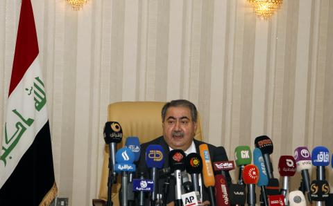 Iraq's Finance Minister Hoshiyar Zebari speaks during a news conference in Baghdad, November 19, 2014. PHOTO BY REUTERS/Ahmed Saad