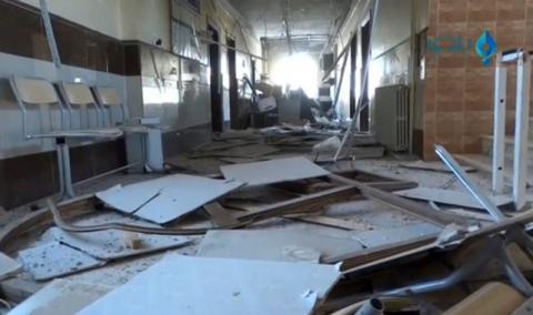 A still image taken from a video posted on social media said to be shot on November 14, 2016, shows the damage inside a hospital, said to be in the rebel-held town of Atareb in the countryside west of Aleppo, Syria. PHOTO BY REUTERS/Social Media