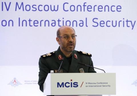 Iranian Defence Minister Hossein Dehghan delivers a speech during the 4th Moscow Conference on International Security (MCIS) in Moscow, April 16, 2015. PHOTO BY REUTERS/Sergei Karpukhin