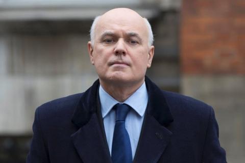 Britain's former Secretary for Work and Pensions, Iain Duncan Smith, arrives for a television interview in central London, Britain, March 20, 2016. PHOTO BY REUTERS/Neil Hall