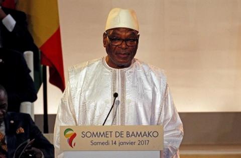 Ibrahim Boubacar Keita, President of Mali talks at the international conference center of Bamako during the France-Africa summit in Bamako, Mali, January 14, 2017. PHOTO BY REUTERS/Luc Gnago