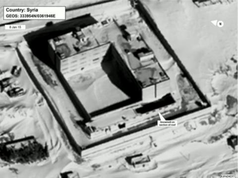A satellite view of part of the Sednaya prison complex near Damascus, Syria is seen in a still image from a video briefing provided by the U.S. State Department on May 15, 2017. PHOTO BY REUTERS/Department of State