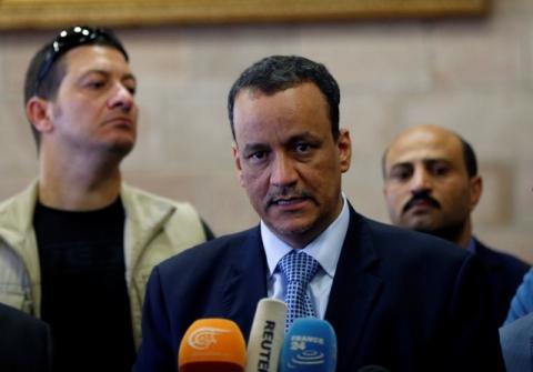 United Nations Special Envoy for Yemen, Ismail Ould Cheikh Ahmed, speaks to reporters upon his arrival at Sanaa airport on a visit to Sanaa, Yemen, May 22, 2017. PHOTO BY REUTERS/Khaled Abdullah