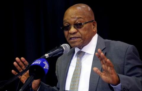 South Africa's President Jacob Zuma addresses an anti-crime meeting in Elsie's River, Cape Town, South Africa, May 30, 2017. PHOTO BY REUTERS/Mike Hutchings