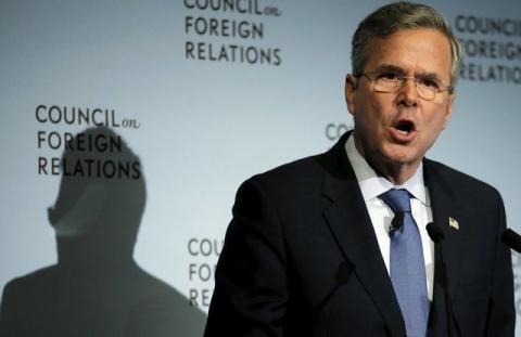 U.S. Republican presidential candidate Jeb Bush addresses the Council on Foreign Relations in the Manhattan borough of New York City, January 19, 2016. PHOTO BY REUTERS/Mike Segar