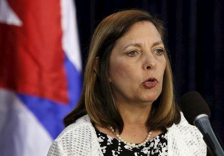 U.S. Division of the Ministry of Foreign Affairs Director General Josefina Vidal speaks at a news conference in Washington, after the fourth round of U.S.-Cuba talks to re-establish diplomatic relations and re-open embassies, May 22, 2015. PHOTO BY REUTERS/Yuri Gripas