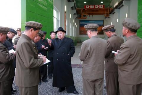 North Korean leader Kim Jong Un visits the Paektusan Hero Youth Power Station No. 3 in this undated photo released by North Korea's Korean Central News Agency (KCNA) in Pyongyang, April 23, 2016. PHOTO BY KCNA/via REUTERS