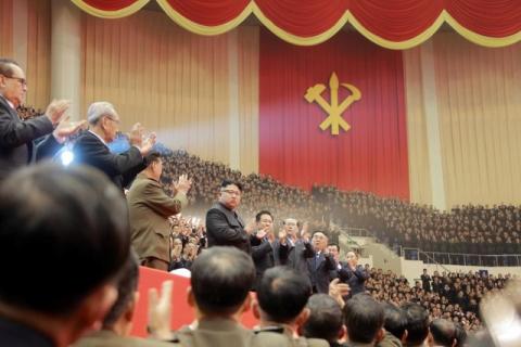 North Korean leader Kim Jong Un attends a performance held for participants of the ruling party's party meeting, December 2016. PHOTO BY REUTERS/KCNA