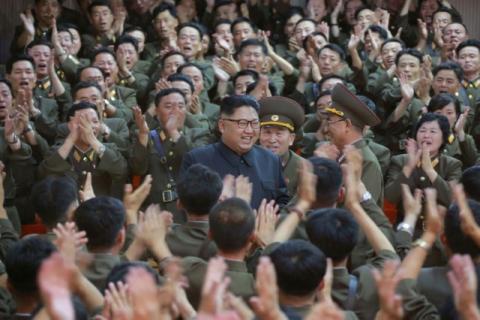 North Korean leader Kim Jong Un inspected the Command of the Strategic Force of the Korean People's Army (KPA) in an unknown location in North Korea in this undated photo released by North Korea's Korean Central News Agency (KCNA) on August 15, 2017. PHOTO BY REUTERS/KCNA