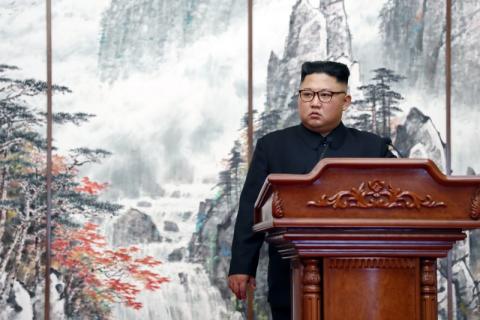 North Korean leader Kim Jong Un attends joint news conference in Pyongyang, North Korea, September 19, 2018. PHOTO BY REUTERS/Pyeongyang Press Corps