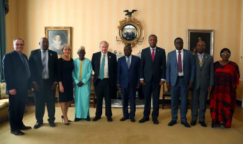 Britain's Foreign Secretary Boris Johnson poses for a photograph before a meeting with the Zimbabwe and other African delegations at the CHOGM conference in London, Britain, April 20, 2018. PHOTO BY REUTERS/Hannah McKay