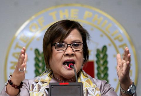 Philippine Senator Leila de Lima gestures during a news conference at the Senate headquarters in Pasay city, metro Manila, Philippines, September 22, 2016. PHOTO BY REUTERS/Romeo Ranoco