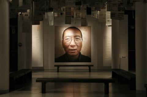 A picture of this year's Nobel Peace Laureate Liu Xiaobo is seen at an exhibition, that will open later on Friday, at the Nobel Peace Center in Oslo, December 10, 2010. PHOTO BY REUTERS/Berit Roald/ Scanpix Norway