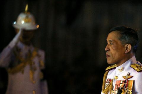 Thailand's Crown Prince Maha Vajiralongkorn attends an event commemorating the death of King Chulalongkorn, known as King Rama V, as he joins people during the mourning of his father, the late King Bhumibol Adulyadej, at the Royal Plaza in Bangkok, Thailand, October 23, 2016. PHOTO BY REUTERS/Athit Perawongmetha