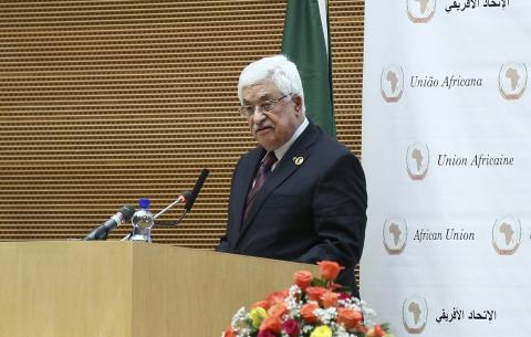 Palestinian President Mahmoud Abbas addresses the opening ceremony of the 24th Ordinary session of the Assembly of Heads of State and Government of the African Union (AU) at the African Union headquarters in Ethiopia's capital Addis Ababa, January 30, 2015. PHOTO BY REUTERS/Tiksa Negeri