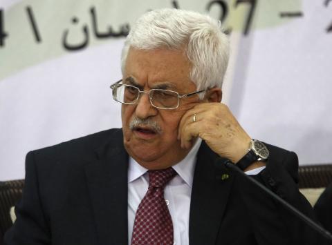 Palestinian President Mahmoud Abbas attends a meeting with the Palestinian Liberation Organization's (PLO) central council in the West Bank City of Ramallah