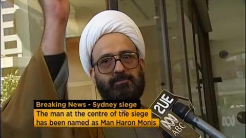 Iranian refugee Man Haron Monis speaks in this still image taken from undated file footage. PHOTO BY REUTERS/ABC via Reuters TV