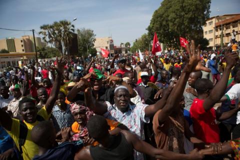 People march against Burkina Faso President Blaise Compaore's plan to change the constitution to stay in power in Ouagadougou, capital of Burkina Faso, October 29, 2014. PHOTO BY REUTERS/Joe Penney