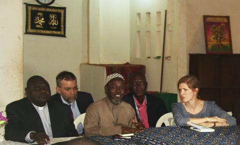 U.S. Ambassador to the United Nations Samantha Power meets a member (C) of the Muslim community in Bangui