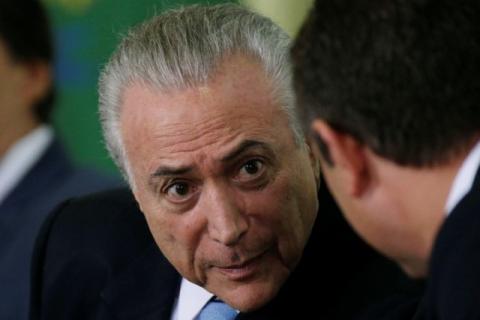Brazil's President Michel Temer attends the launching ceremony for the Plano Safra 2017/2020, a package of actions for the agricultural sector, in Brasilia, Brazil, May 31, 2017. PHOTO BY REUTERS/Ueslei Marcelino