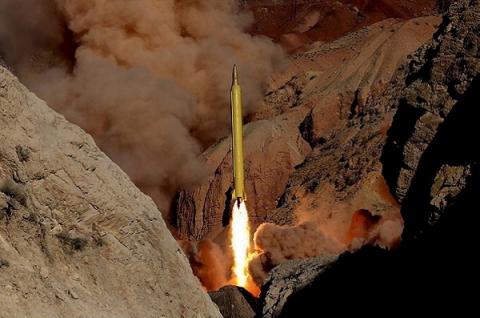 A ballistic missile is launched and tested in an undisclosed location, Iran, in this handout photo released by Farsnews on March 9, 2016. PHOTO BY REUTERS/farsnews.com