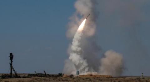 An S-300 air defense missile system launches a missile during the Keys to the Sky competition at the International Army Games 2017 at the Ashuluk shooting range outside Astrakhan, Russia, August 5, 2017. PHOTO BY REUTERS/Maxim Shemetov