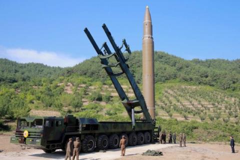 The intercontinental ballistic missile Hwasong-14 is seen in this undated photo released by North Korea's Korean Central News Agency (KCNA) in Pyongyang, July 5, 2017. PHOTO BY REUTERS/KCNA