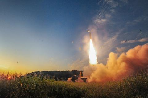 South Korean troops fire Hyunmoo Missile into the waters of the East Sea at a military exercise in South Korea, September 4, 2017. PHOTO BY REUTERS/Defense Ministry/Yonhap