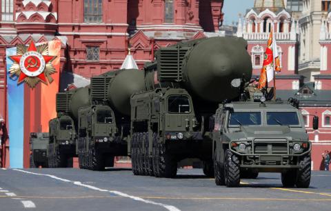 Russian servicemen drive Yars RS-24 intercontinental ballistic missile systems during the Victory Day parade at Red Square in Moscow, Russia, May 9, 2018. PHOTO BY REUTERS/Sergei Karpukhin