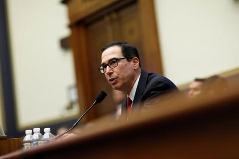 U.S. Secretary of the Treasury Steven Mnuchin testifies to the House Financial Services hearing on state of the international financial system on Capitol Hill in Washington, U.S., July 12, 2018. PHOTO BY REUTERS/Joshua Roberts