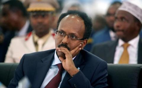 Somalia's President Mohamed Abdullahi Farmaajo attends his inauguration ceremony in Somalia's capital Mogadishu, February 22, 2017. PHOTO BY REUTERS/Feisal Omar